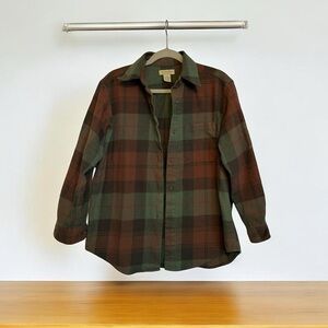 LIMITED Chinos Flannel Shirt Mens XS Green Brown Plaid Cotton Button Front